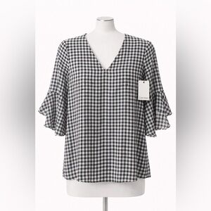 Calvin Klein Black & White Gingham Blouse | NWT